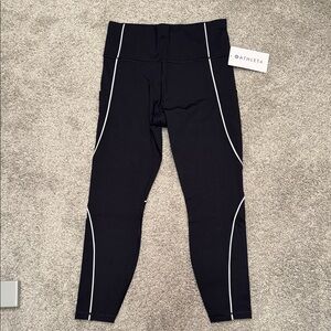 Athleta Tailwind Reflective Black Leggings with White Trim